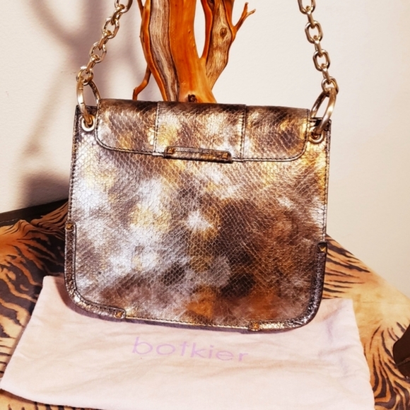 BOTKIER Met. Python Emb. LTR Matte Gold Accents Handbag-NWOT - Picture 4 of 7